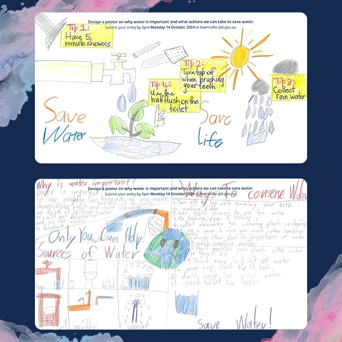 Children's drawings about saving water