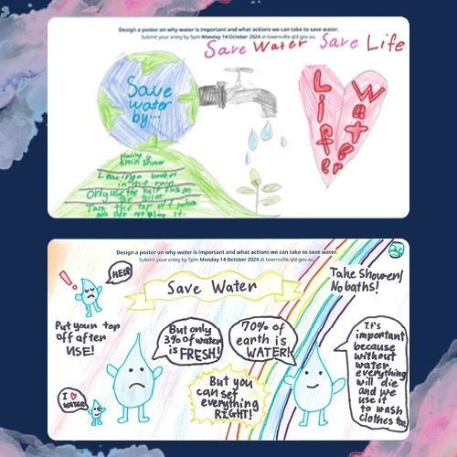 Children's drawings about saving water