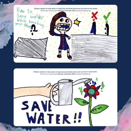 Children's drawings about saving water