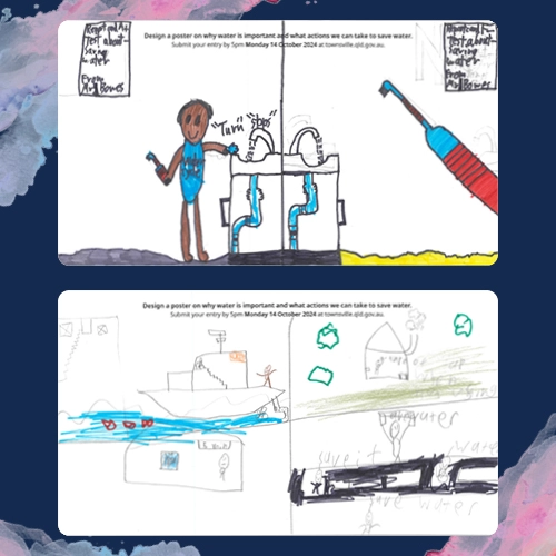 Children's drawings about saving water