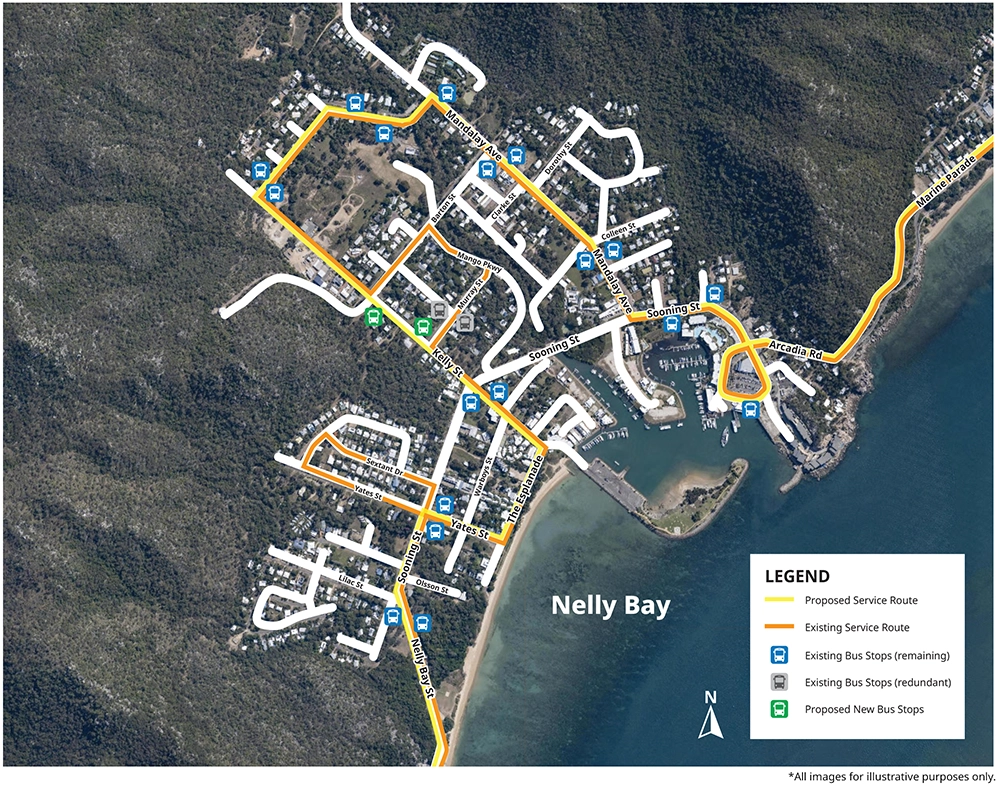 Location of bus stop upgrade at Nelly Bay