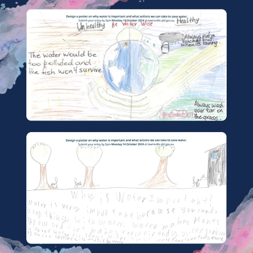 Children's drawings about saving water