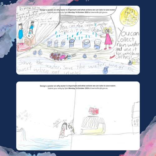 Children's drawings about saving water