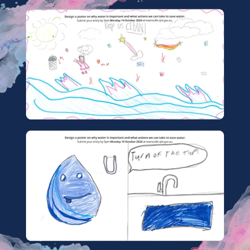 Children's drawings about saving water