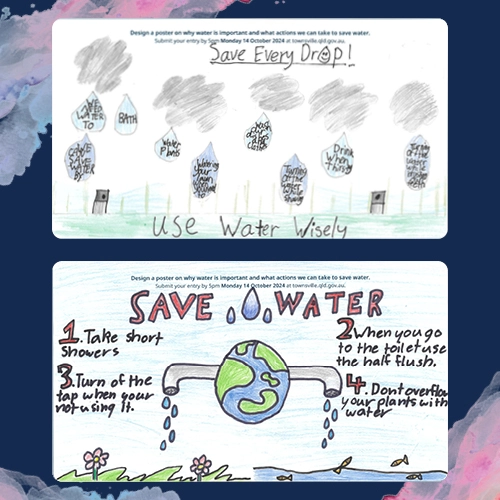 Children's drawings about saving water