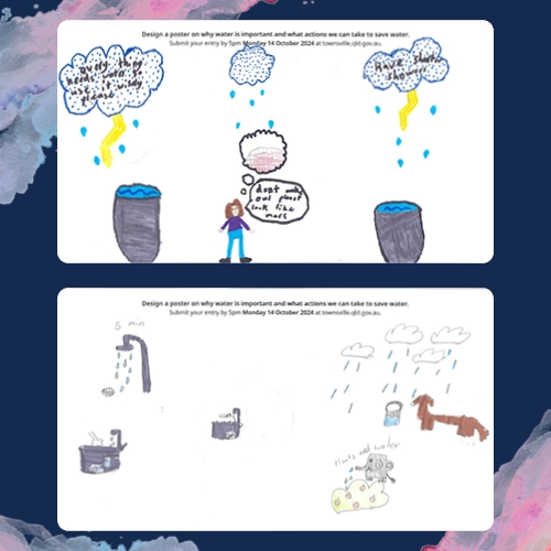 Children's drawings about saving water