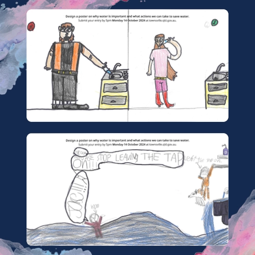 Children's drawings about saving water