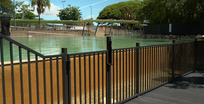 Pool fence at Riverway.