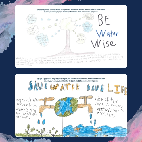 Children's drawings about saving water