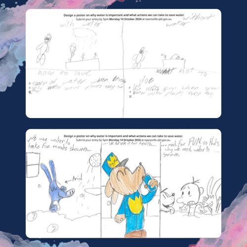 Children's drawings about saving water