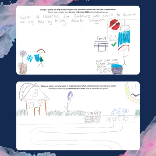 Children's drawings about saving water