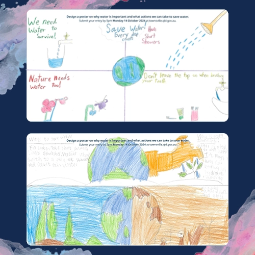 Children's drawings about saving water