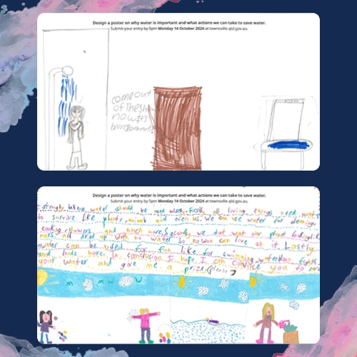 Children's drawings about saving water