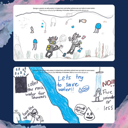 Children's drawings about saving water