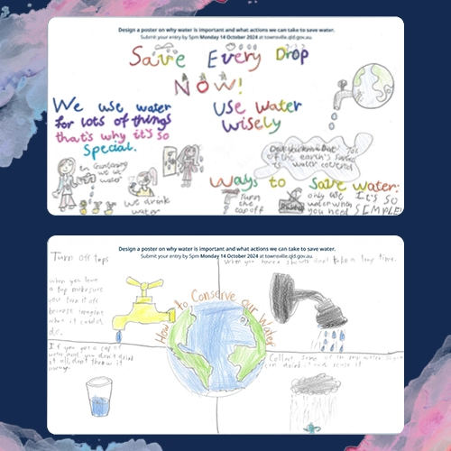 Children's drawings about saving water