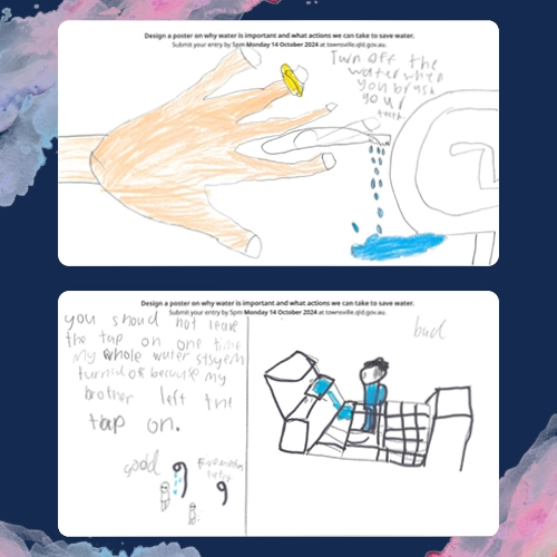 Children's drawings about saving water