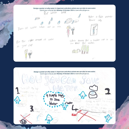 Children's drawings about saving water