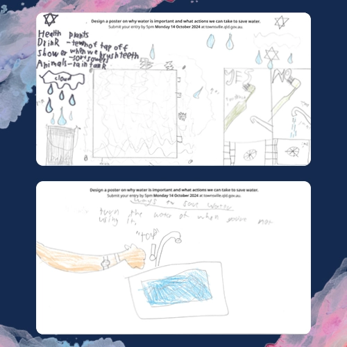 Children's drawings about saving water