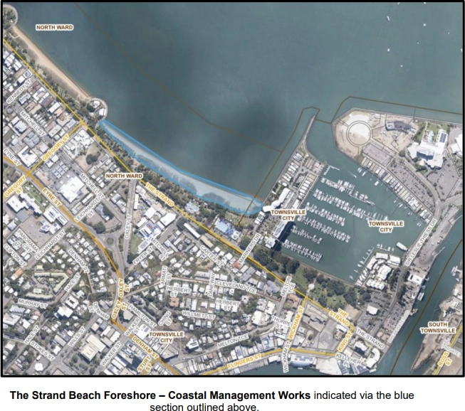 Area on The Strand that the coastal management works will be.