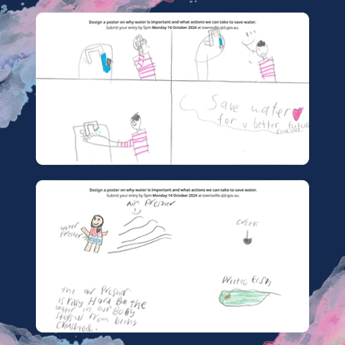 Children's drawings about saving water