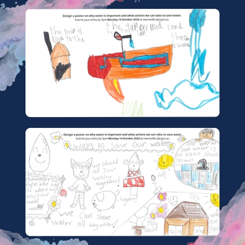 Children's drawings about saving water