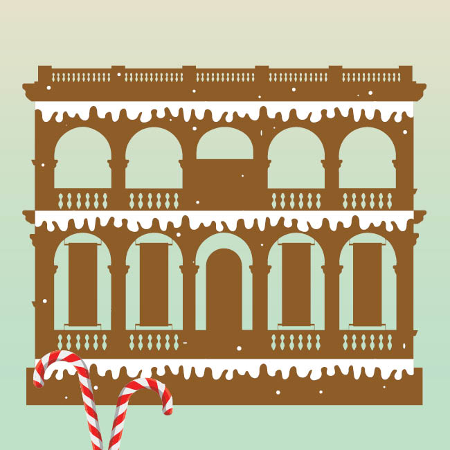 Gingerbread gallery with candy canes