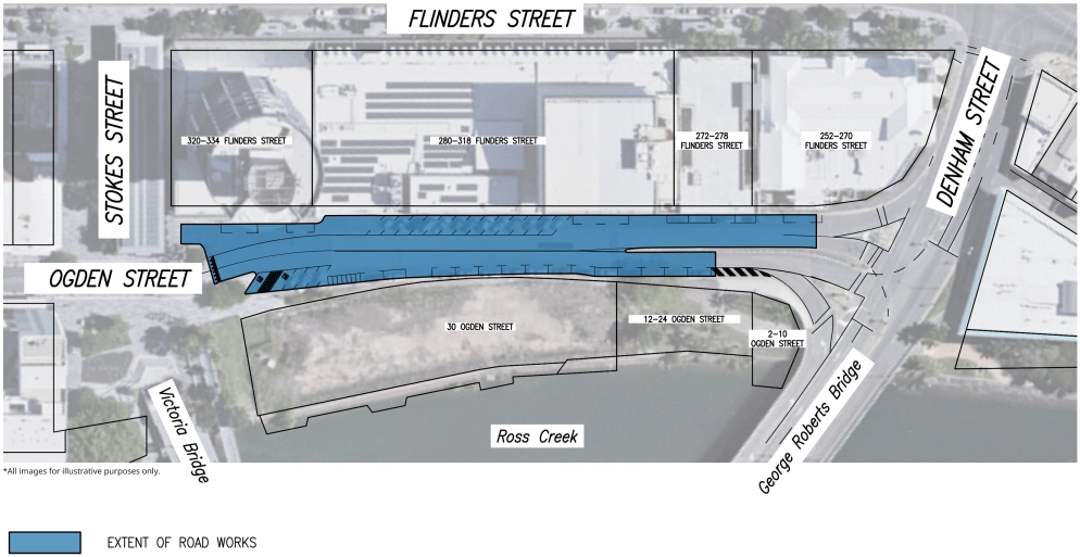 Location of the Odgen Street Roadworks