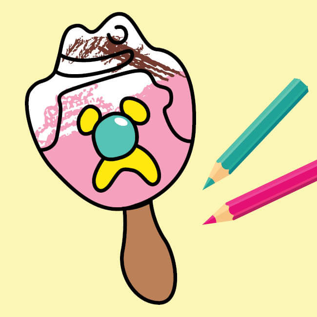 Bubble O Bill ice cream with blue and pink pencils