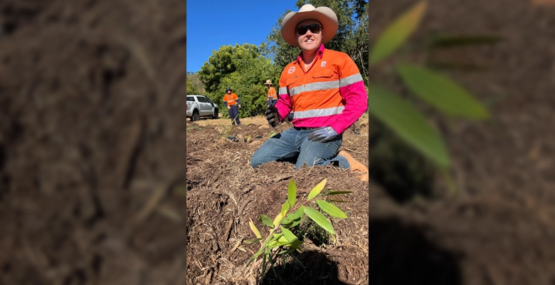 Cr Brady Ellis digging deep at a tree planting day.