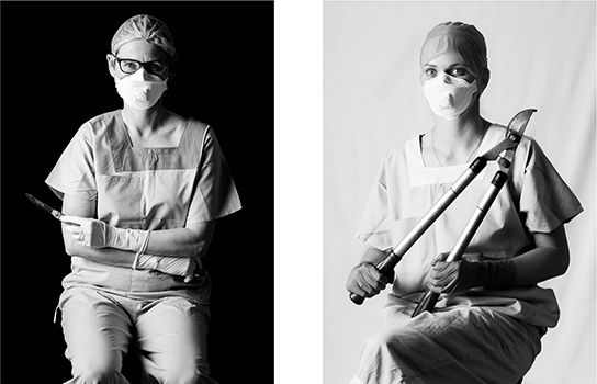 Cassandra McMahon, Tools of the Trade 1 2023, Portrait of Dr Rebecca Williams and Portrait of Hayley Moore, Digital photographic print on rag paper, 85 x 115 cm. Image courtesy of the artist.